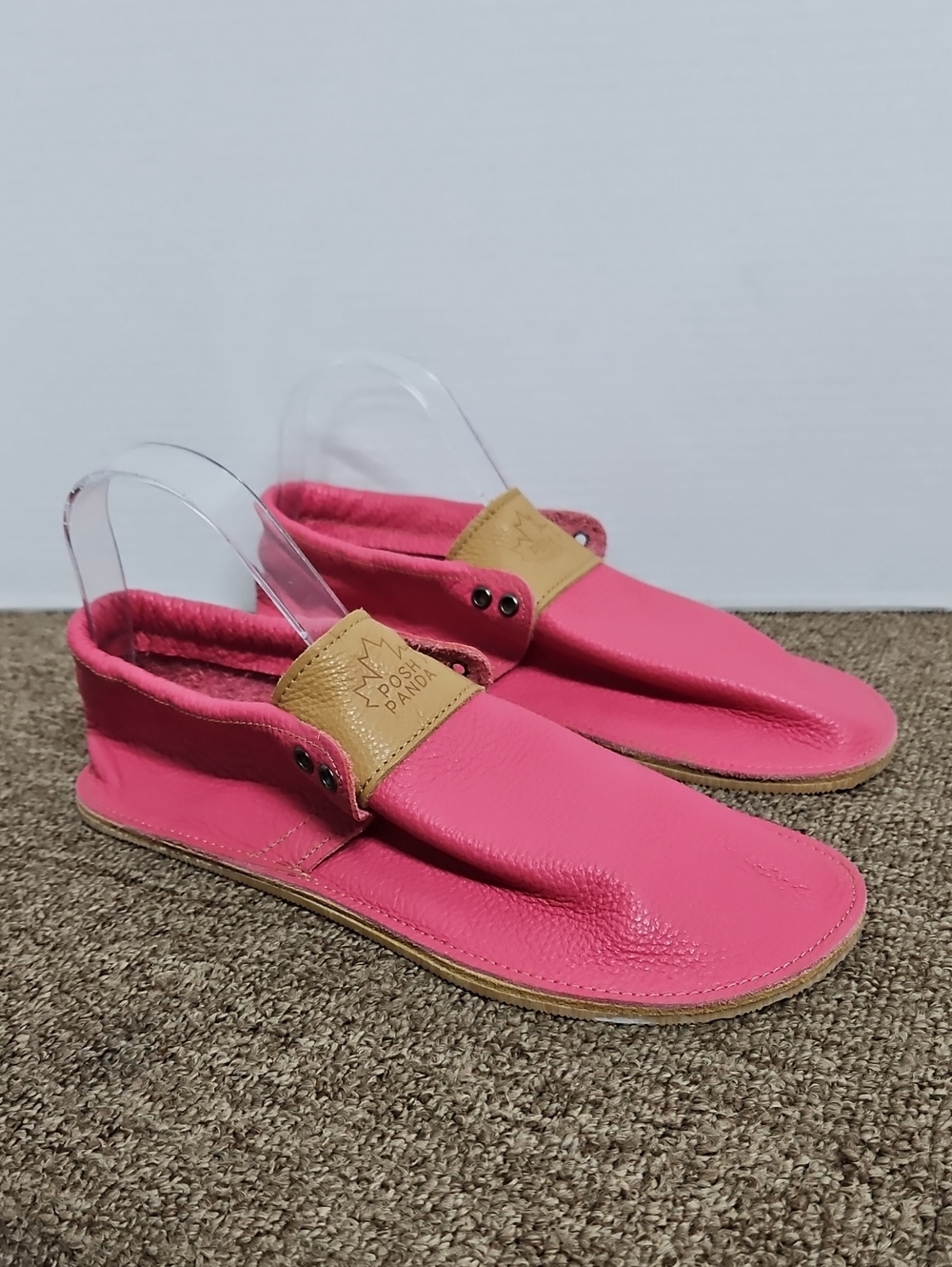 Posh Panda Hot Pink Leather Slip-on Barefoot Moccasins Sz 10 Womens